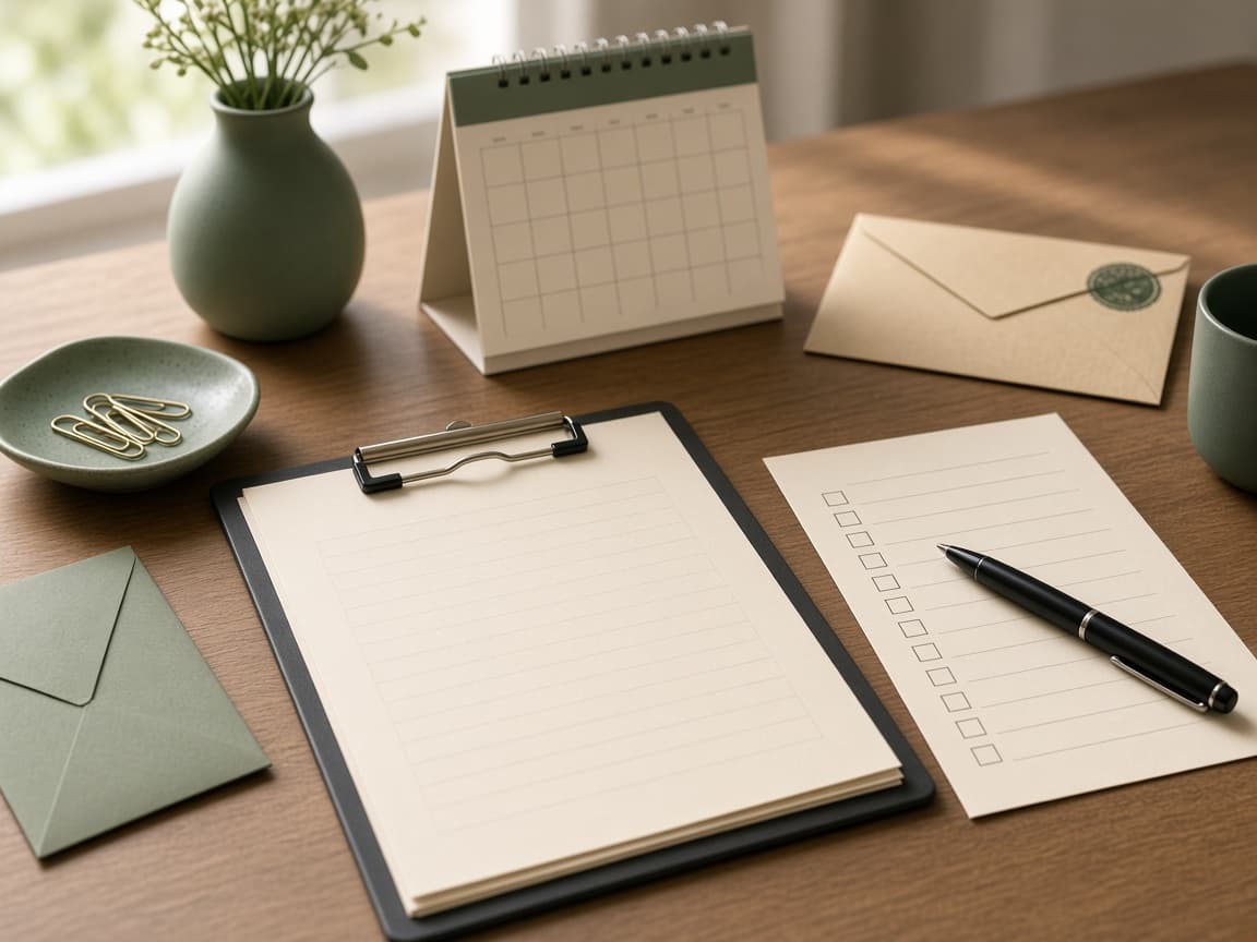 Clipboard, forms, and a pen