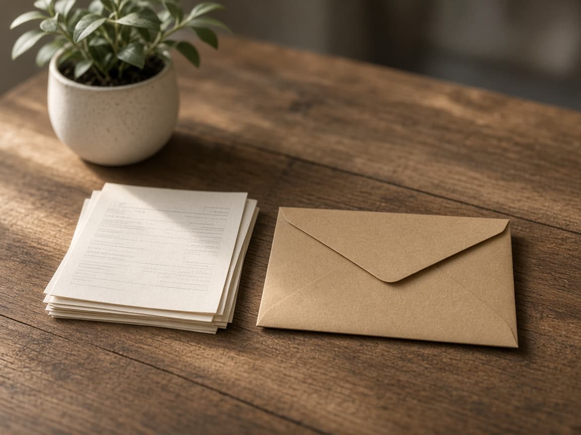 Remaining paperwork in a kraft envelope
