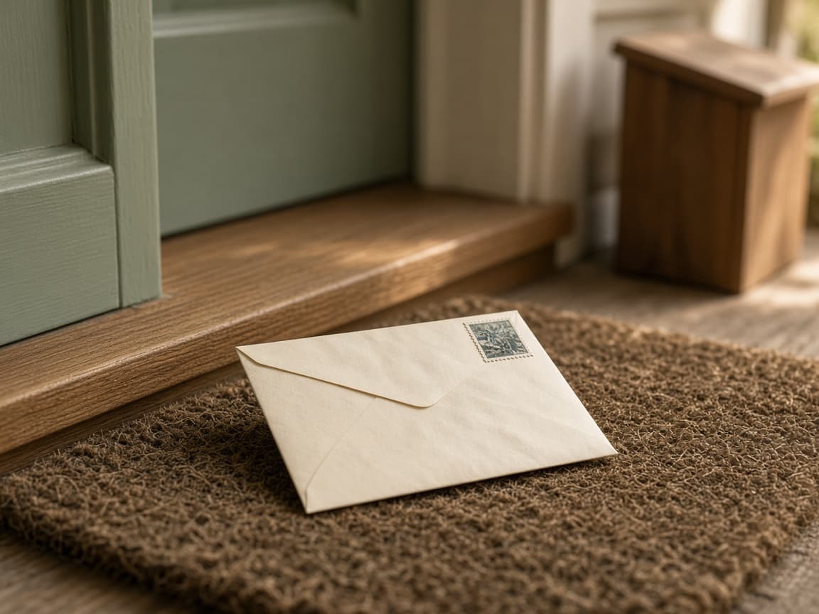 Return envelope at a mailbox