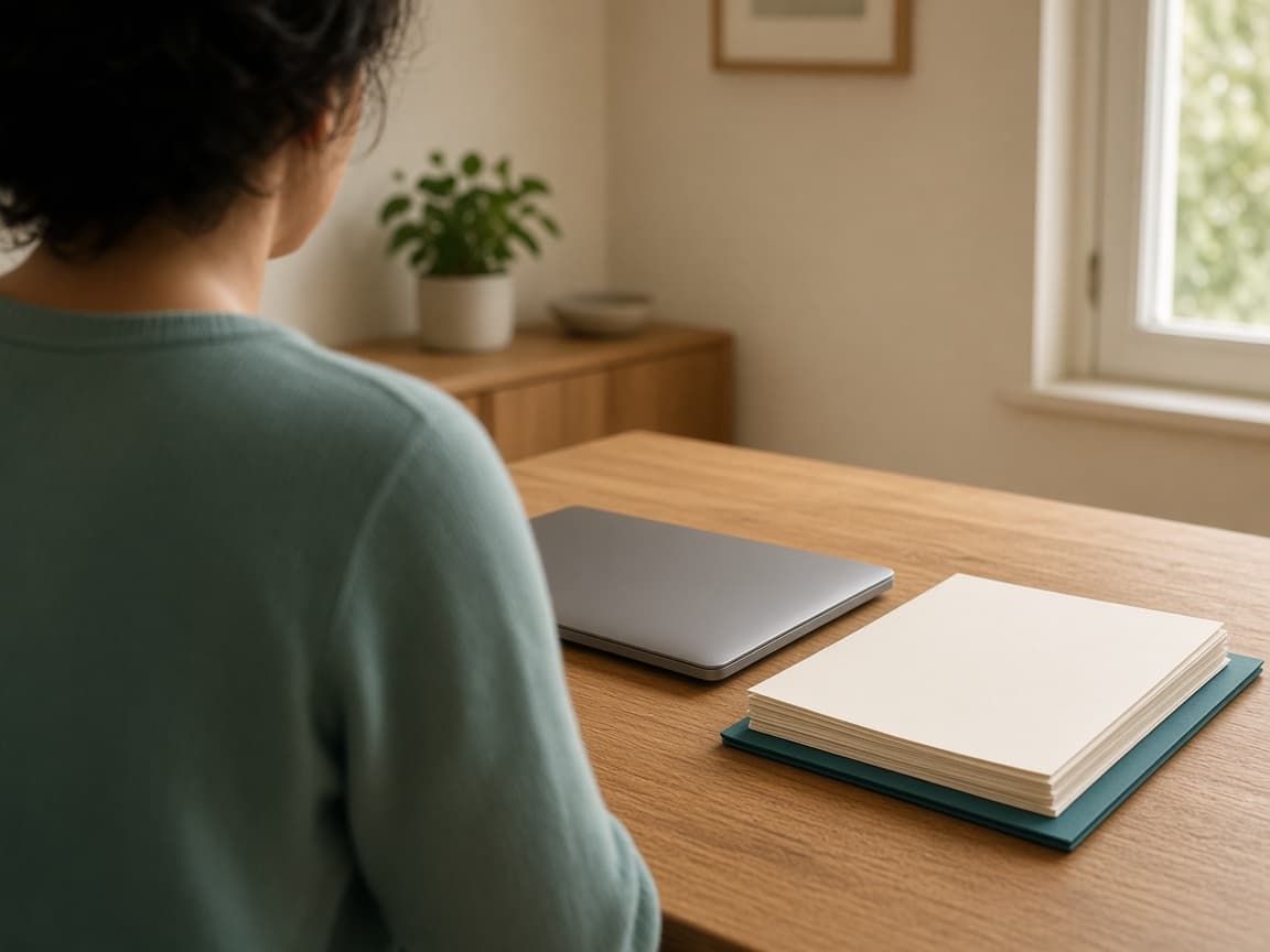 Paperwork at a kitchen table
